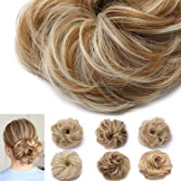Moño Postizo Alto Extensiones de Pelo Sintético Se Ve Natural Coletero Pelo Postizo Peinado Rizado con Goma Grueso 25g…